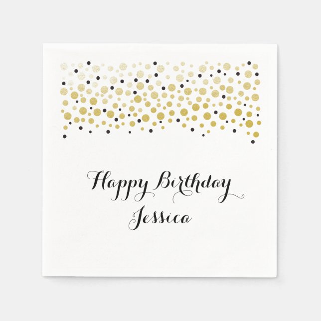 Gold Confetti Dots Paper Napkins (Front)
