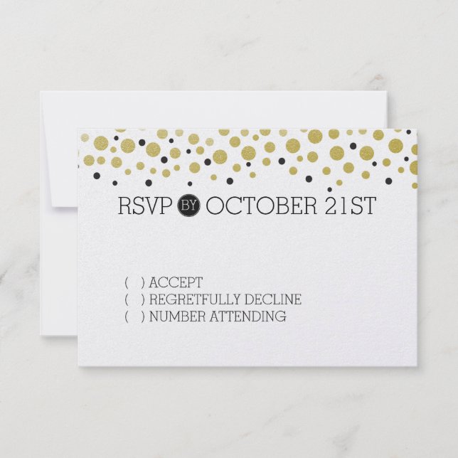 Gold Confetti Dots RSVP (Front)