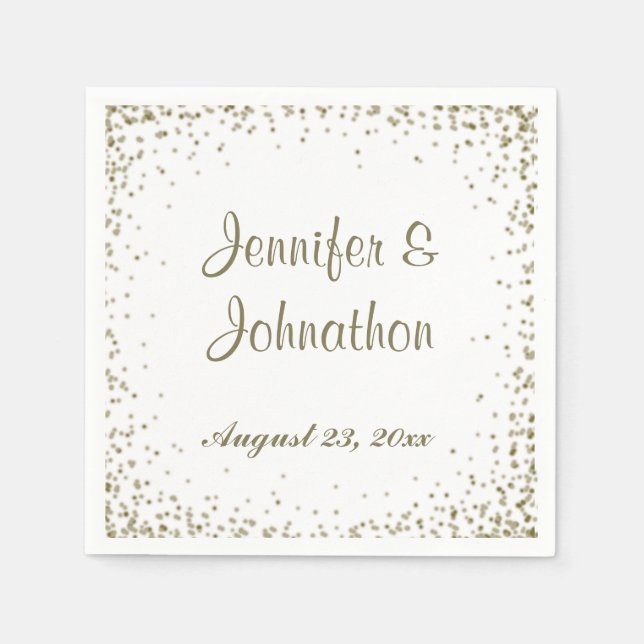 Gold  Confetti Dots Wedding Reception Napkins (Front)