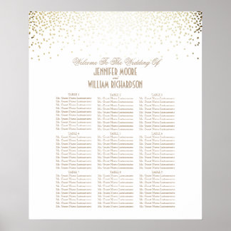 Gold Confetti Dots White Wedding Seating Chart Poster