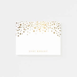 Gold Confetti Dots with Name Post-it Notes
