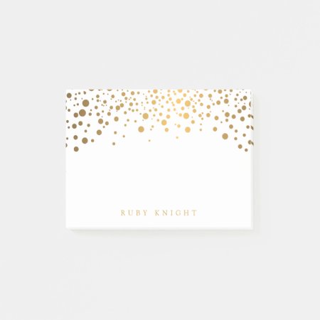 Gold Confetti Dots With Name Post-it Notes