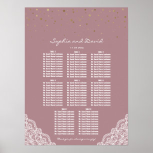 Gold Confetti Dusty Rose Lace Seating Chart