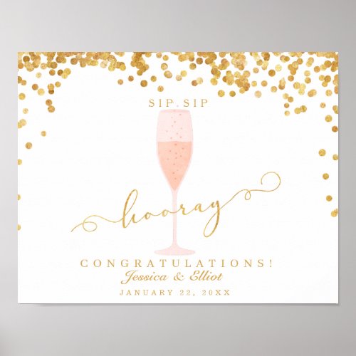 Gold Confetti Elegant Champagne Wedding Poster
