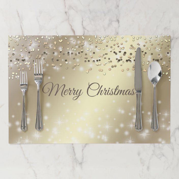 Gold confetti elegant Christmas sparkles Paper Placemat