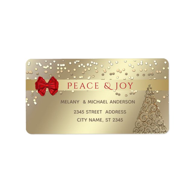 Gold confetti elegant Christmas tree holiday Label (Front)