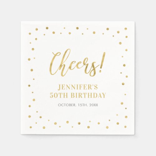 Gold Confetti Elegant Classic Adult Birthday Party Napkins