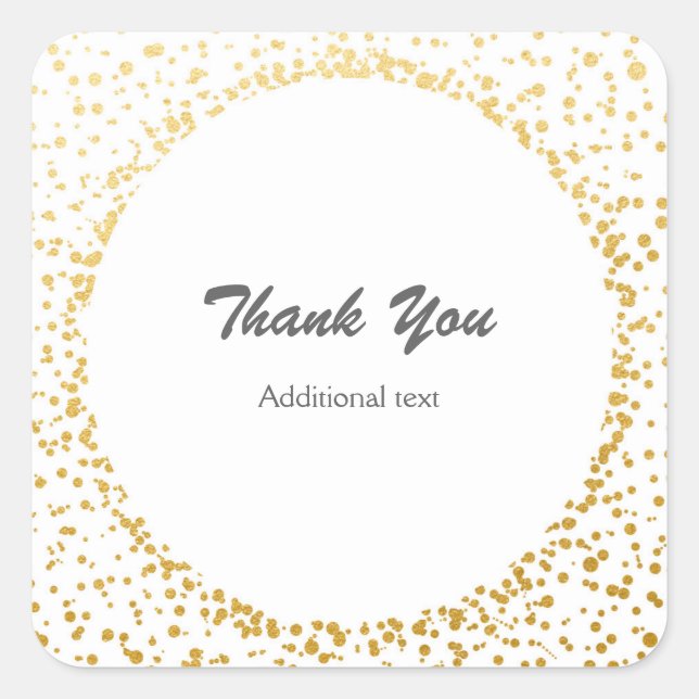 Gold Confetti Elegant Glamour White Favor Stickers (Front)