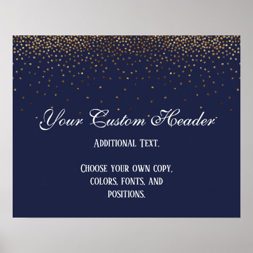 Gold Confetti Elegant Navy Do It Yourself Wedding Poster