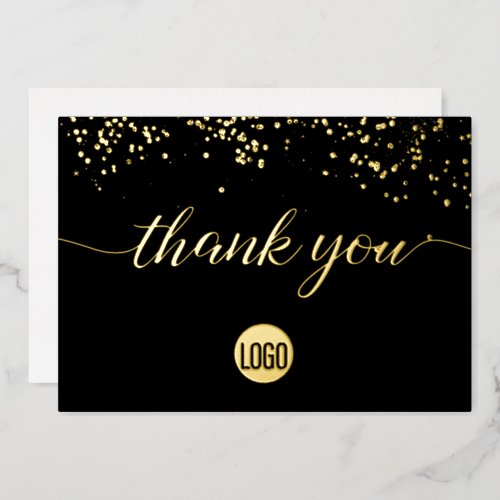 Gold Confetti Elegant thank you script Foil Holiday Card