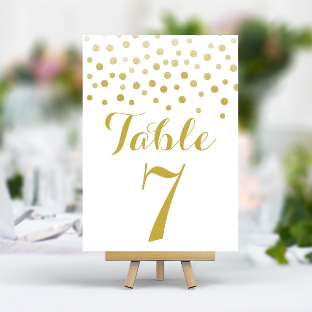 Gold Confetti Elegant Wedding Table Number Card (Creator Uploaded)