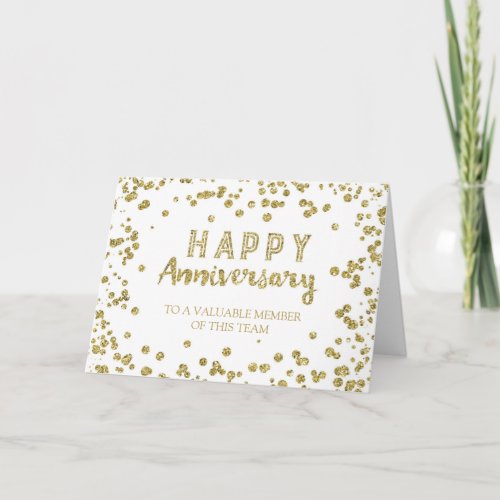 Gold Confetti Employee Anniversary Card