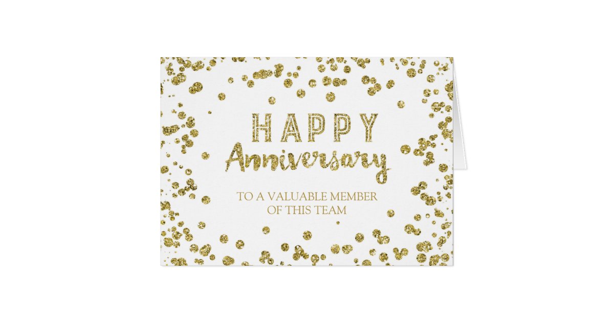 gold confetti employee anniversary card zazzle