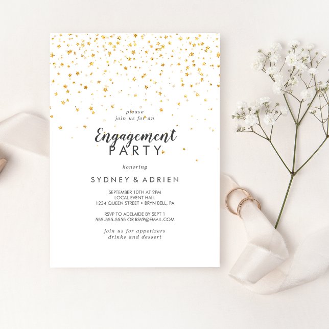 Gold Confetti Engagement Party Invitation (Creator Uploaded)