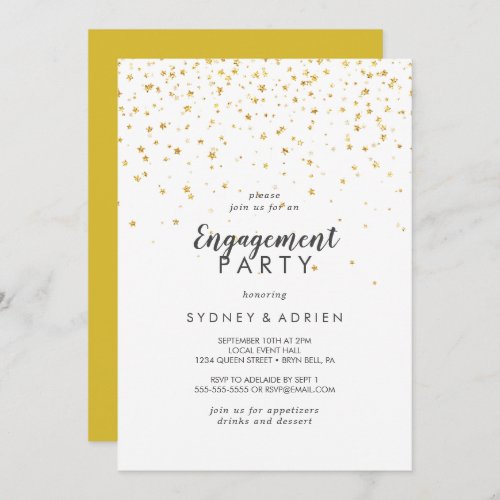 Gold Confetti Engagement Party Invitation