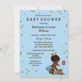 Gold Confetti Ethnic Prince on Phone Baby Shower Invitation (Back)