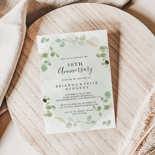 Gold Confetti Eucalyptus 50th Wedding Anniversary