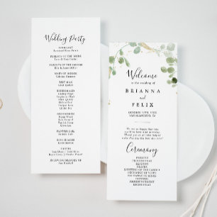 Gold Confetti Eucalyptus Foliage Wedding Program