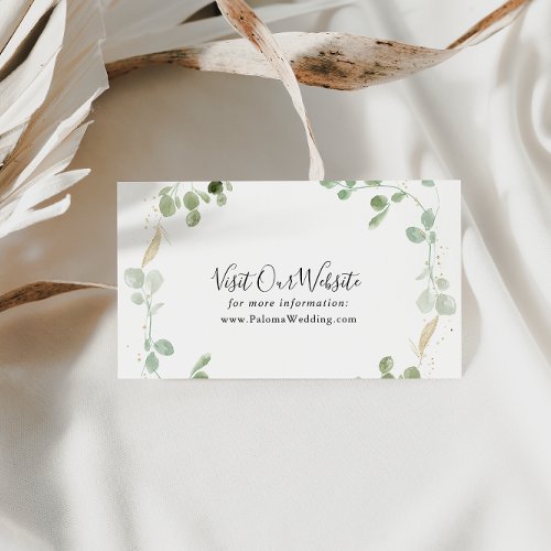 Gold Confetti Eucalyptus Foliage Wedding Website  Enclosure Card
