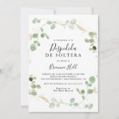 Gold Confetti Eucalyptus Spanish Bridal Shower  Invitation (Front)