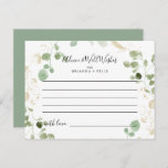 Gold Confetti Eucalyptus Wedding Advice Card<br><div class="desc">This gold confetti eucalyptus wedding advice card is perfect for a rustic wedding. The design features watercolor eucalyptus green foliage with gold confetti. These cards are perfect for a wedding, bridal shower, baby shower, graduation party & more. Personalize the cards with the names of the bride and groom, parents-to-be or...</div>