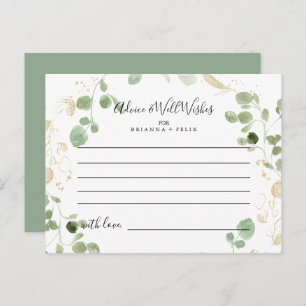 Gold Confetti Eucalyptus Wedding Advice Card