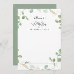 Gold Confetti Eucalyptus Wedding Well Wishes  Advice Card<br><div class="desc">This gold confetti eucalyptus wedding well wishes advice card is perfect for a rustic wedding. The design features watercolor eucalyptus green foliage with gold confetti. These cards are perfect for a wedding, bridal shower, baby shower, graduation party & more. Personalize the cards with the names of the bride and groom,...</div>