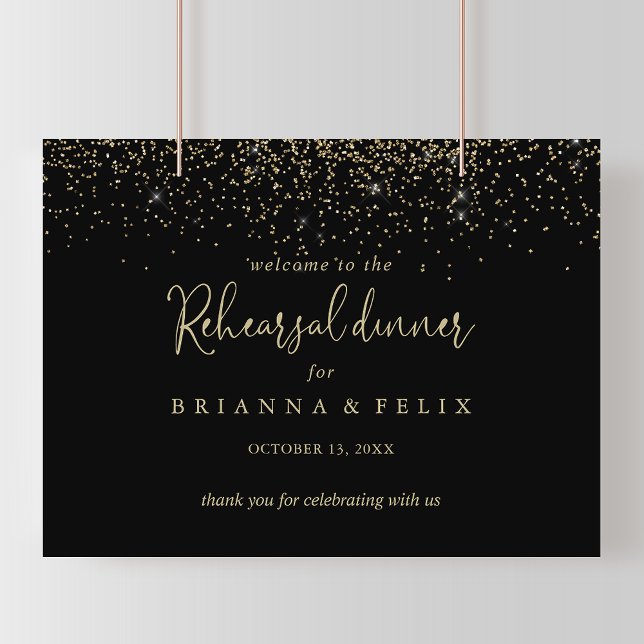 Gold Confetti Fancy Rehearsal Dinner Welcome  Foam Board (Creator Uploaded)