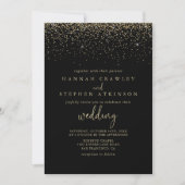 Gold Confetti Fancy Script Front & Back Wedding  Invitation (Front)