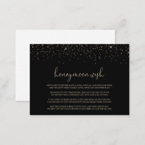 Gold Confetti Fancy Script Honeymoon Wish   Enclosure Card
