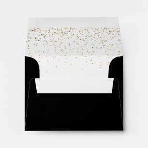 Gold Confetti Fancy Script Self-Addressed RSVP   Envelope