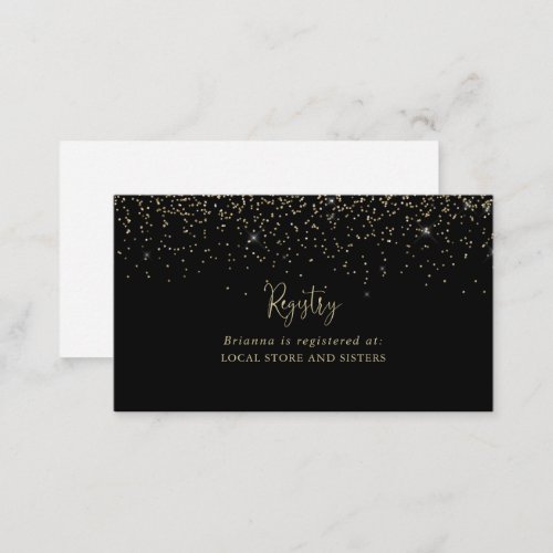 Gold Confetti Fancy Script Wedding Gift Registry  Enclosure Card