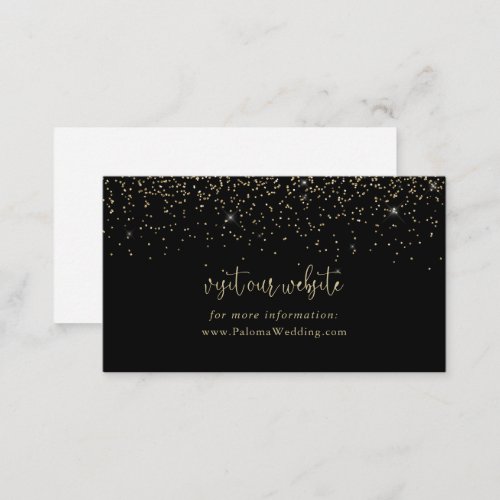 Gold Confetti Fancy Script Wedding Website    Enclosure Card