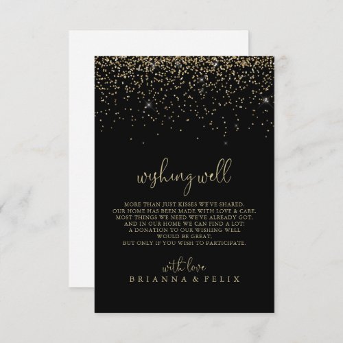 Gold Confetti Fancy Script Wedding Wishing Well  Enclosure Card