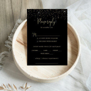 Gold Confetti Fancy Wedding Menu Choice RSVP