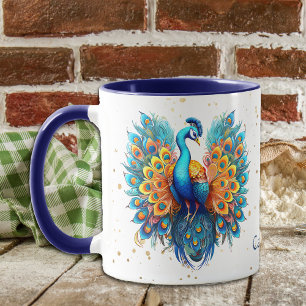 Gold Confetti Fantasy Peacock Mug
