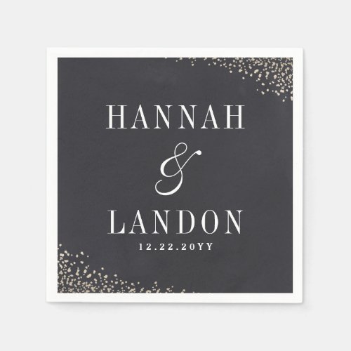 Gold confetti faux foil wedding cocktail napkin