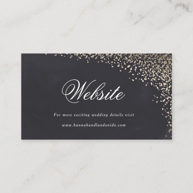 Gold confetti faux foil wedding registry card (Front)