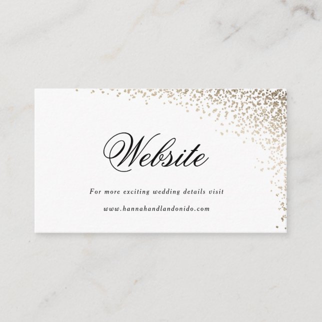 Gold confetti faux foil wedding registry card (Front)