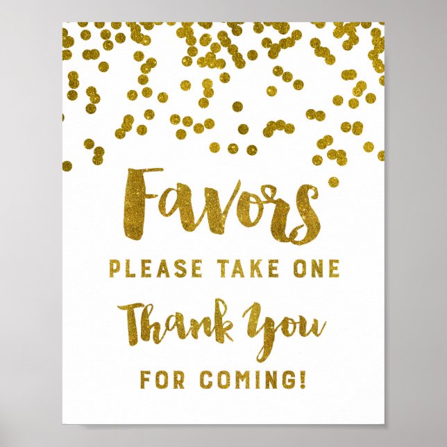Gold Confetti Favors Sign Thank You For Coming (Front)