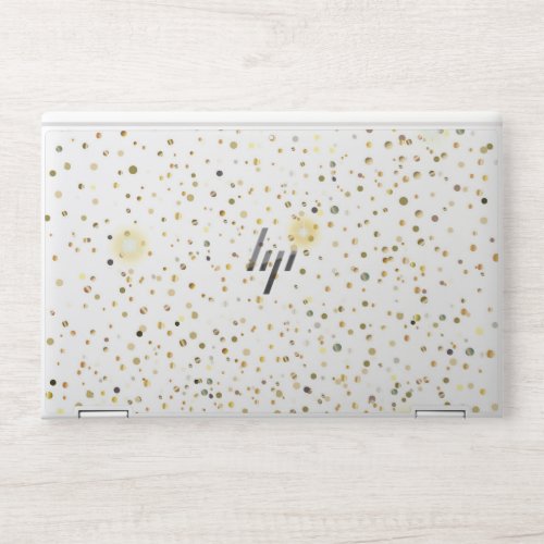 Gold Confetti Festive Birthday Pattern HP Laptop Skin