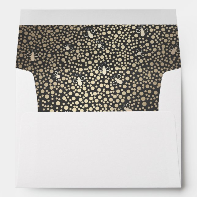 Gold Confetti Fireflies Rustic Chalkboard Wedding Envelope (Back (Bottom))