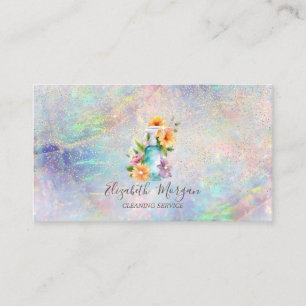 Gold Confetti Floral Maid Spray Bottle Opal Business Card