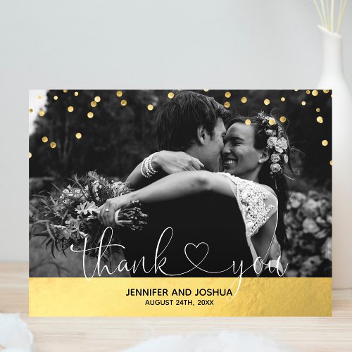 Gold confetti  Foil Wedding Thank You  PHOTOS Postcard