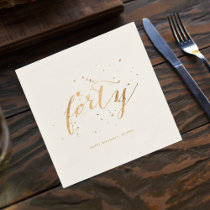 Gold Confetti Forty 40th Birthday Party Ecru Napkins