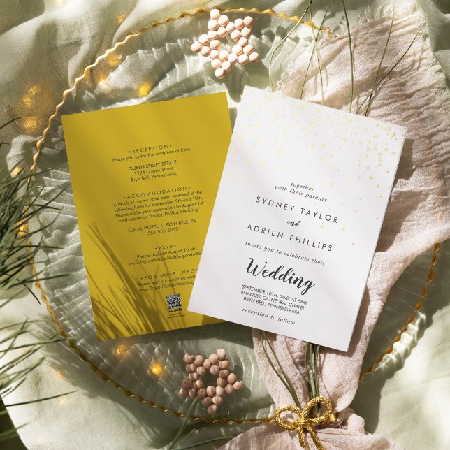 Gold Confetti Front and Back Wedding Gold Foil Invitation (Creator Uploaded)