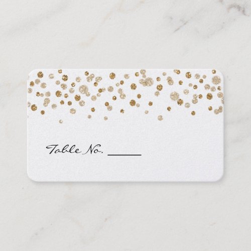 Gold Confetti Glam Glitter Wedding Table Number Place Card