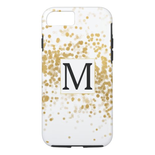 Gold Confetti Glam Monogram iPhone 87 Case