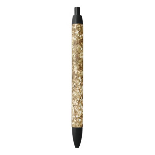 Gold Confetti Glitter Black Ink Pen