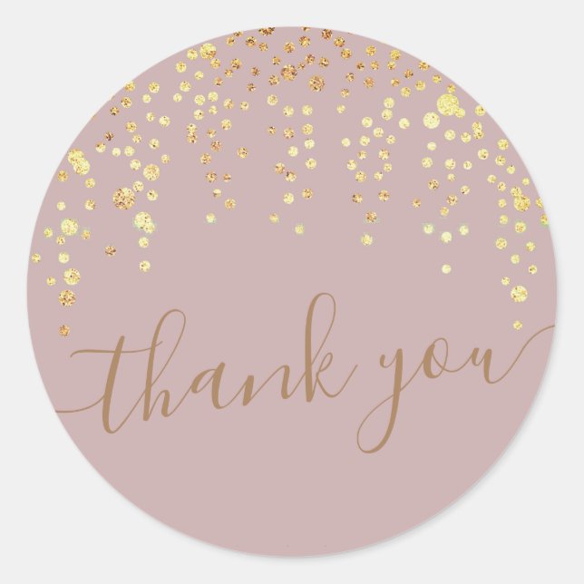 gold confetti glitter blush thank you Sticker (Front)